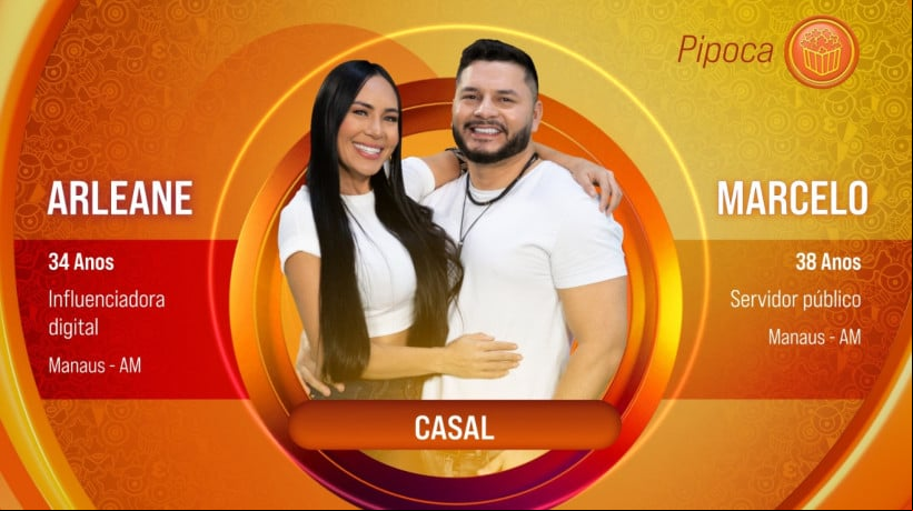 Casados, a dupla de pipoca Arleane e Marcelo estará no BBB 25
