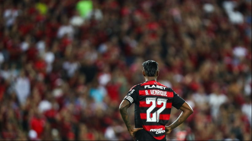 Atacante Bruno Henrique no jogo Flamengo x Internacional, no Maracanã, pelo Campeonato Brasileiro Série A 2025